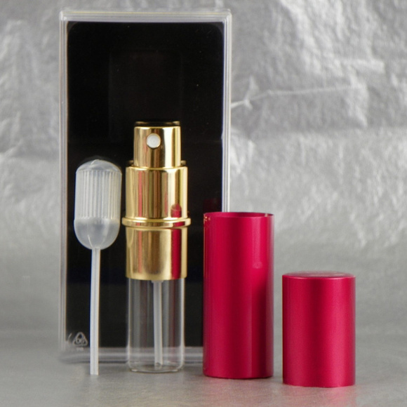 Red travel empty perfume sprayer with funnel - Picture 3 of 5